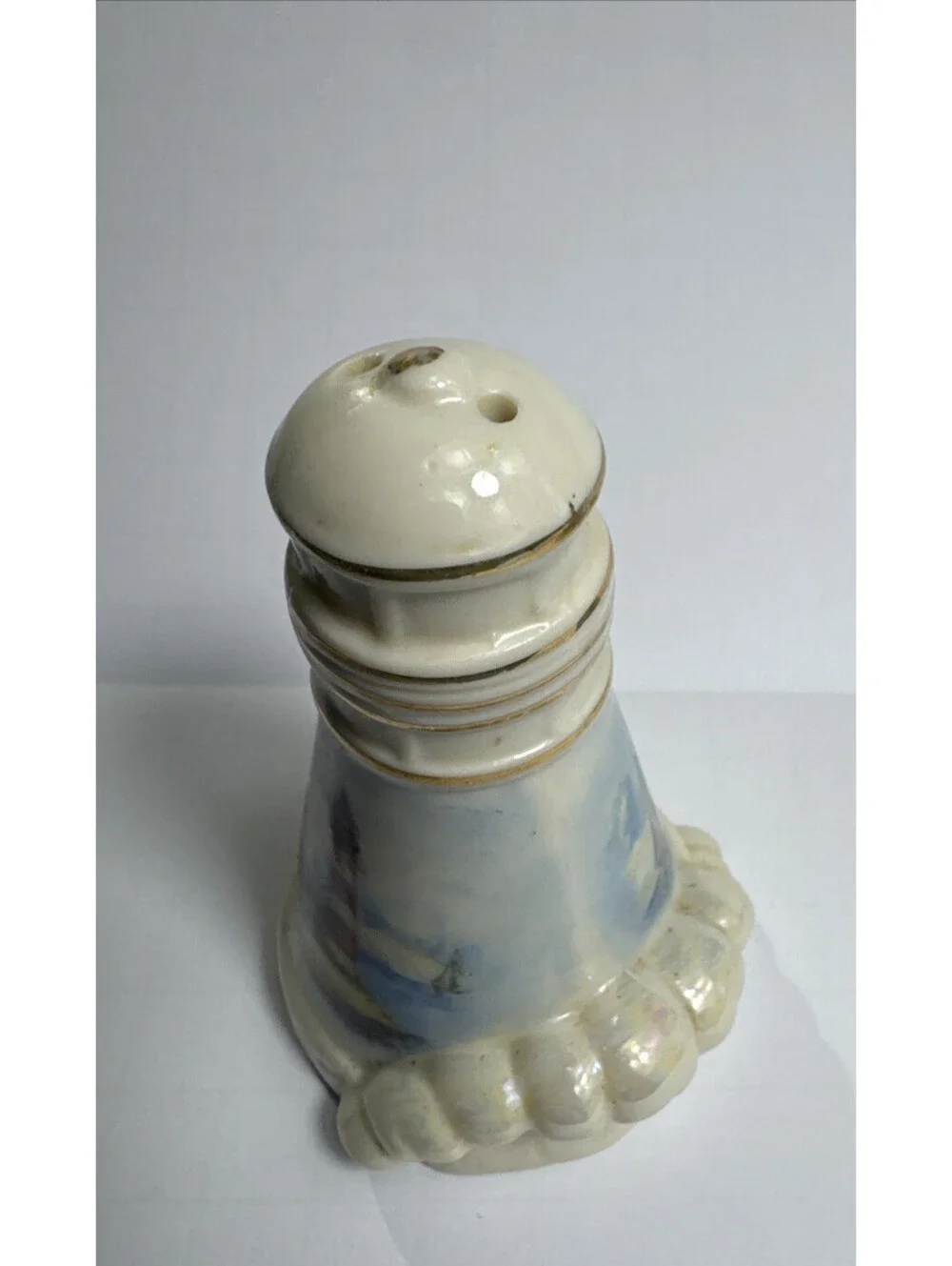 Giftco Lighthouse Shaped Ceramic Salt & Pepper Shaker Set Sailboat Nautical
